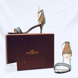 Coach Black & White Sandals, Heels 7.5